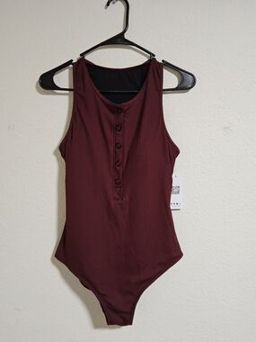 NWT Charmo Ribbed One-Piece Swimsuit in Burgundy